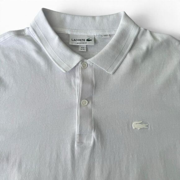 Lacoste Other - Lacoste Regular Fit Golf Polo Men XL 6 White Cotton Short Sleeve Rubber Logo